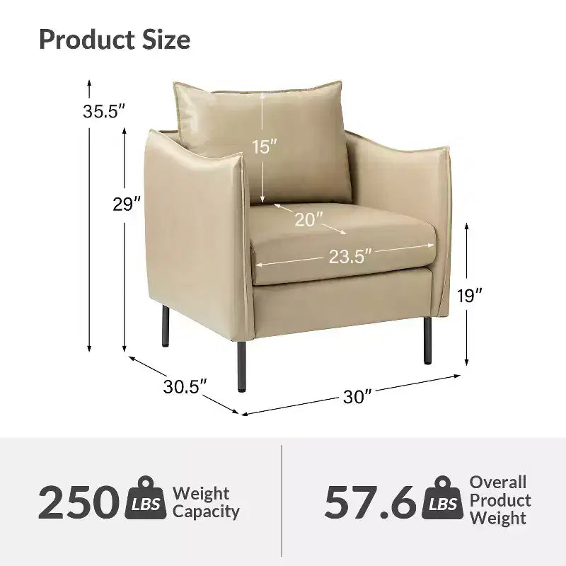 Georges Modern Vegan Leather Armchair with Unique Arms Set of 2|ARTFUL LIVING DESIGNS
