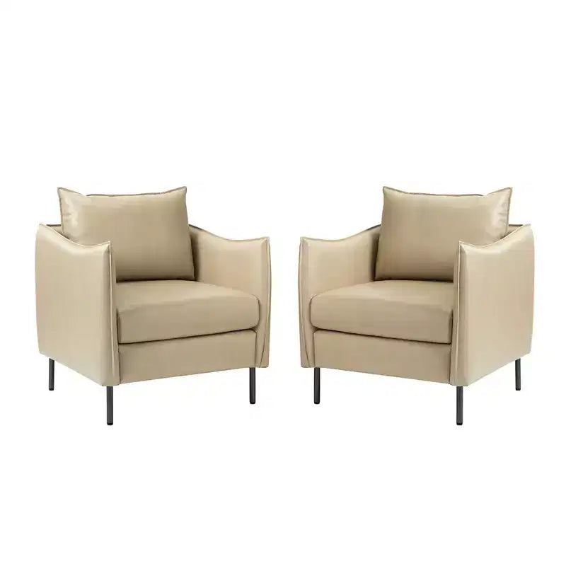 Georges Modern Vegan Leather Armchair with Unique Arms Set of 2|ARTFUL LIVING DESIGNS