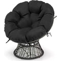 Costway PE Wicker Papasan Chair 360 Swivel Living Room Chair w/ Thick & Removable Cushion