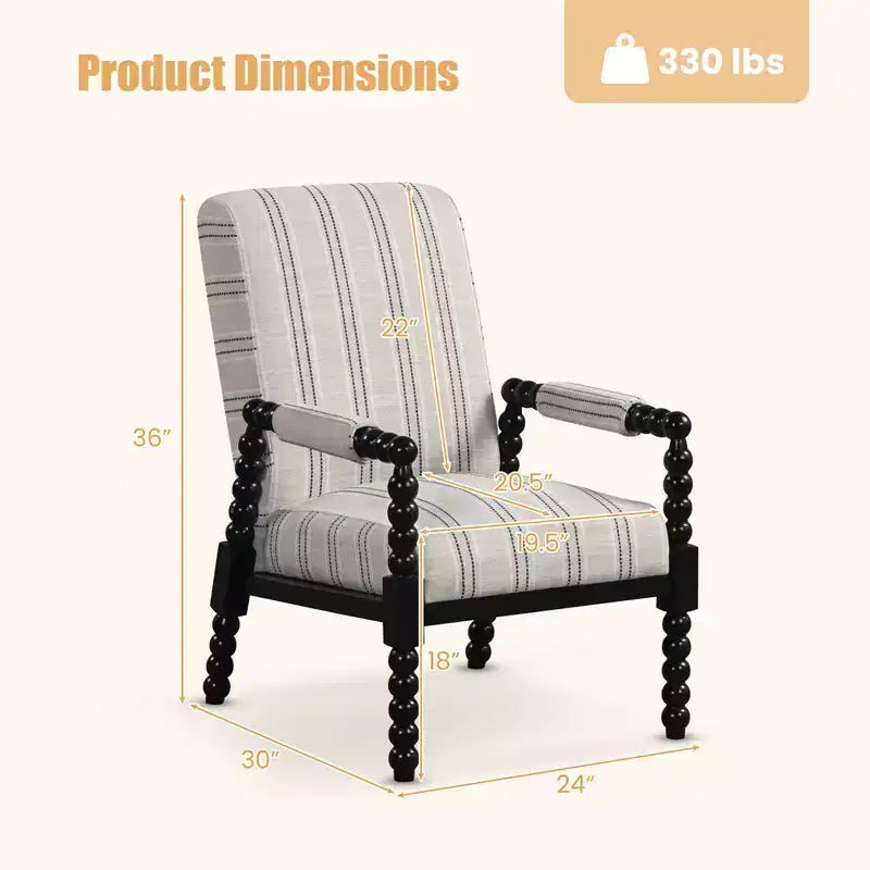 Fauteuil d'appoint Costway avec accoudoirs, cadre en bois d'hévéa et dossier ergonomique
