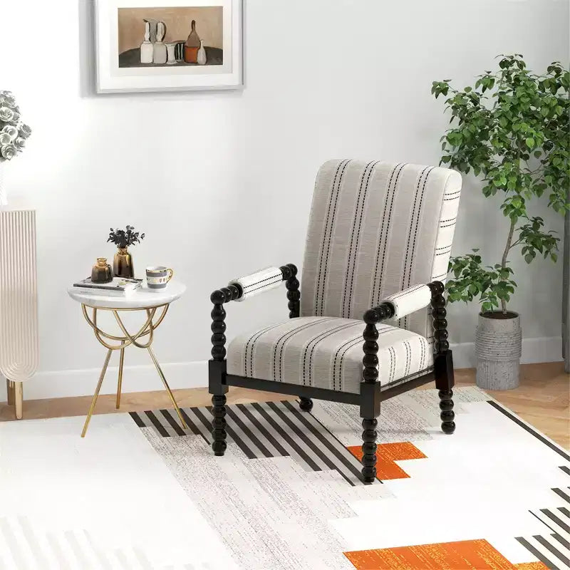 Fauteuil d'appoint Costway avec accoudoirs, cadre en bois d'hévéa et dossier ergonomique