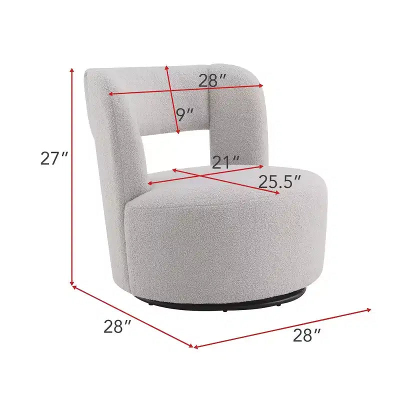 Okak Modern Upholstered Swivel Barrel Chair with Curved Design,Soft Teddy Round Accent Chair for Living Room,Bedroom