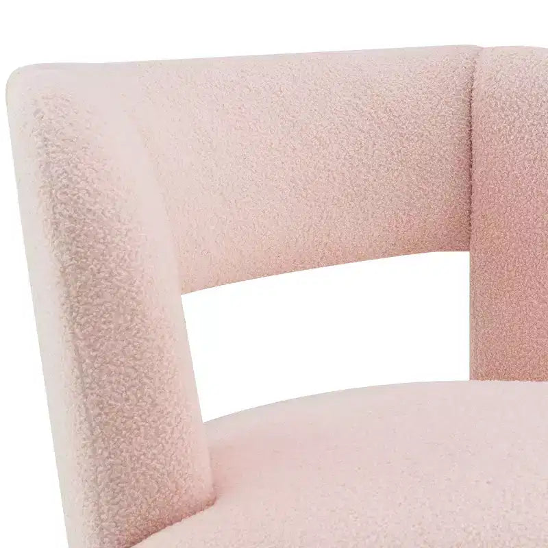 Okak Modern Upholstered Swivel Barrel Chair with Curved Design,Soft Teddy Round Accent Chair for Living Room,Bedroom