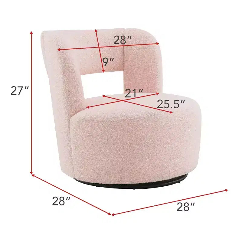 Okak Modern Upholstered Swivel Barrel Chair with Curved Design,Soft Teddy Round Accent Chair for Living Room,Bedroom