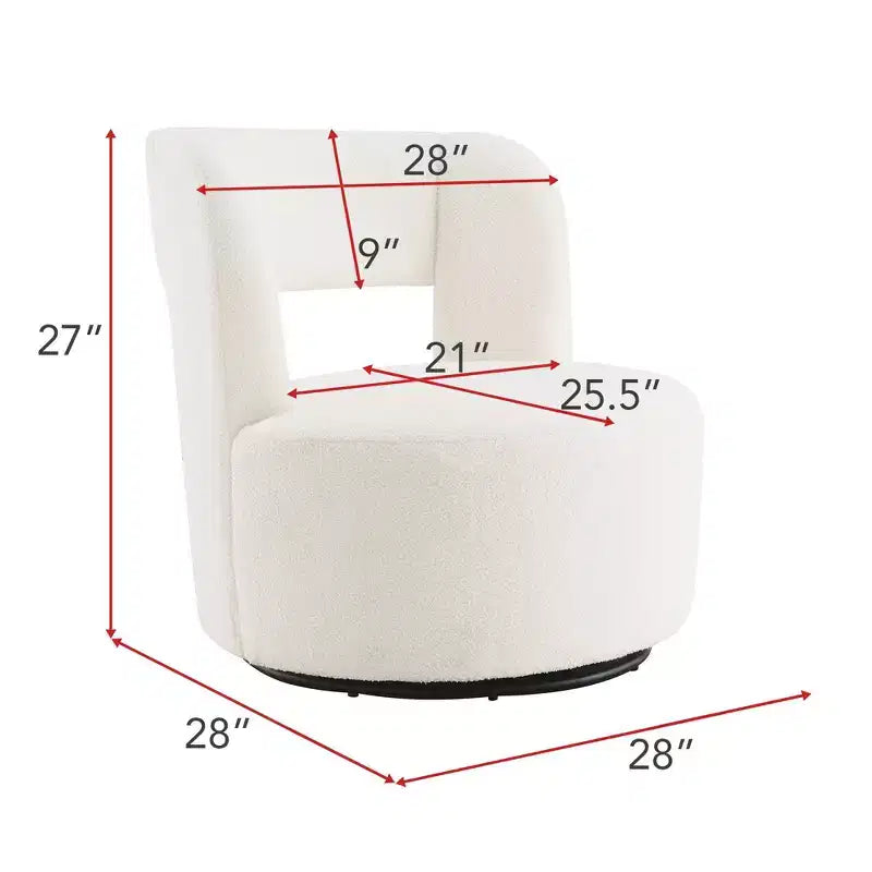 Okak Modern Upholstered Swivel Barrel Chair with Curved Design,Soft Teddy Round Accent Chair for Living Room,Bedroom