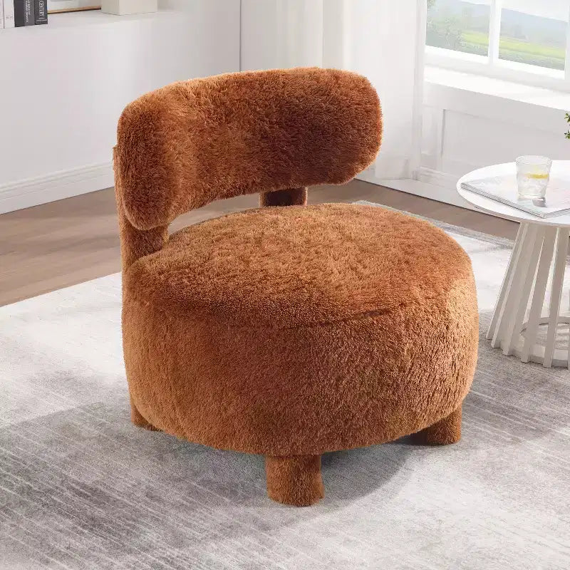 Okak Modern Soft Fabric Upholstered Armless Reading Accent Chair,Teddy/Fur Barrel Chair for Vanity Room,Bedroom