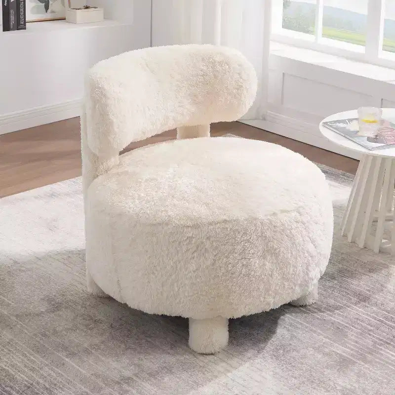 Okak Modern Soft Fabric Upholstered Armless Reading Accent Chair,Teddy/Fur Barrel Chair for Vanity Room,Bedroom