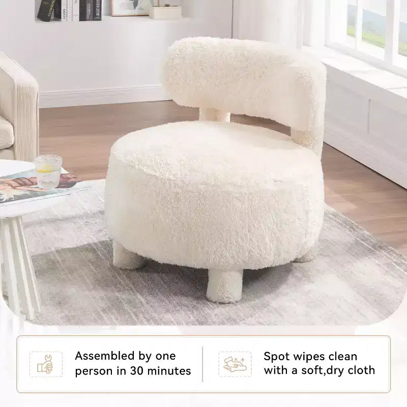 Okak Modern Soft Fabric Upholstered Armless Reading Accent Chair,Teddy/Fur Barrel Chair for Vanity Room,Bedroom