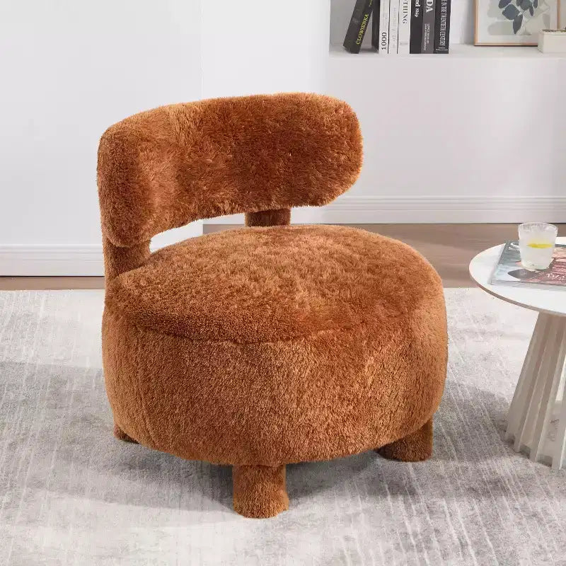 Okak Modern Soft Fabric Upholstered Armless Reading Accent Chair,Teddy/Fur Barrel Chair for Vanity Room,Bedroom