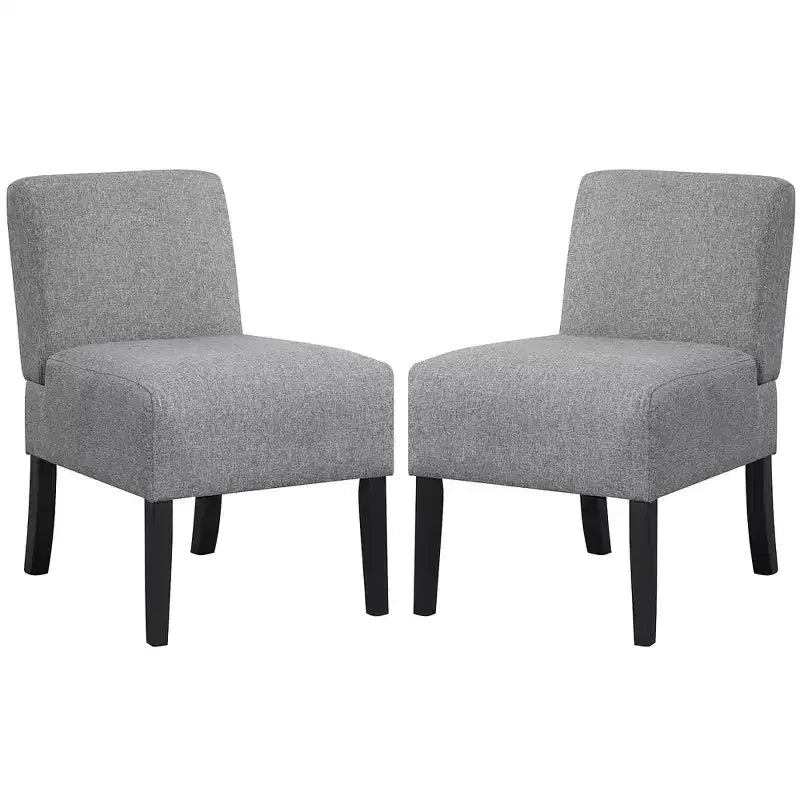 Costway 2PCS Armless Accent Chair w/ Rubber Wood Legs Modern Vanity Chair for Bedroom