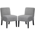 Costway 2PCS Armless Accent Chair w/ Rubber Wood Legs Modern Vanity Chair for Bedroom