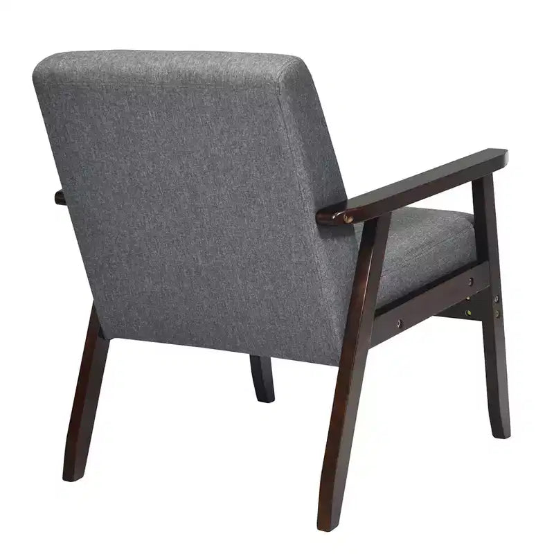 Costway Wooden Upholstered Accent Chair Fabric Armchair Home Office