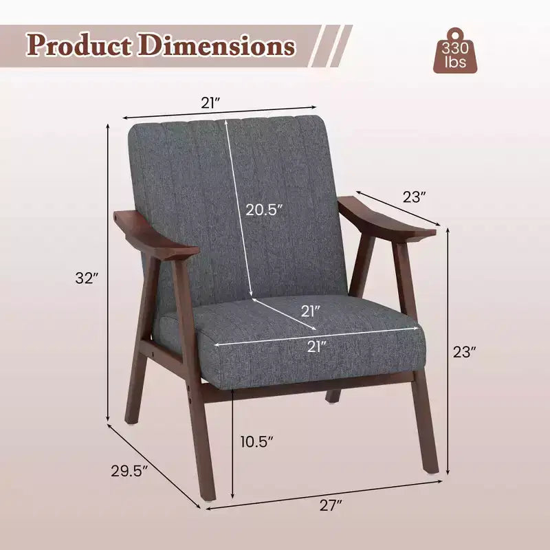 Costway Modern Accent Chair Leathaire Leisure Armchair w/ Rubber Wood Frame & Felt Pads