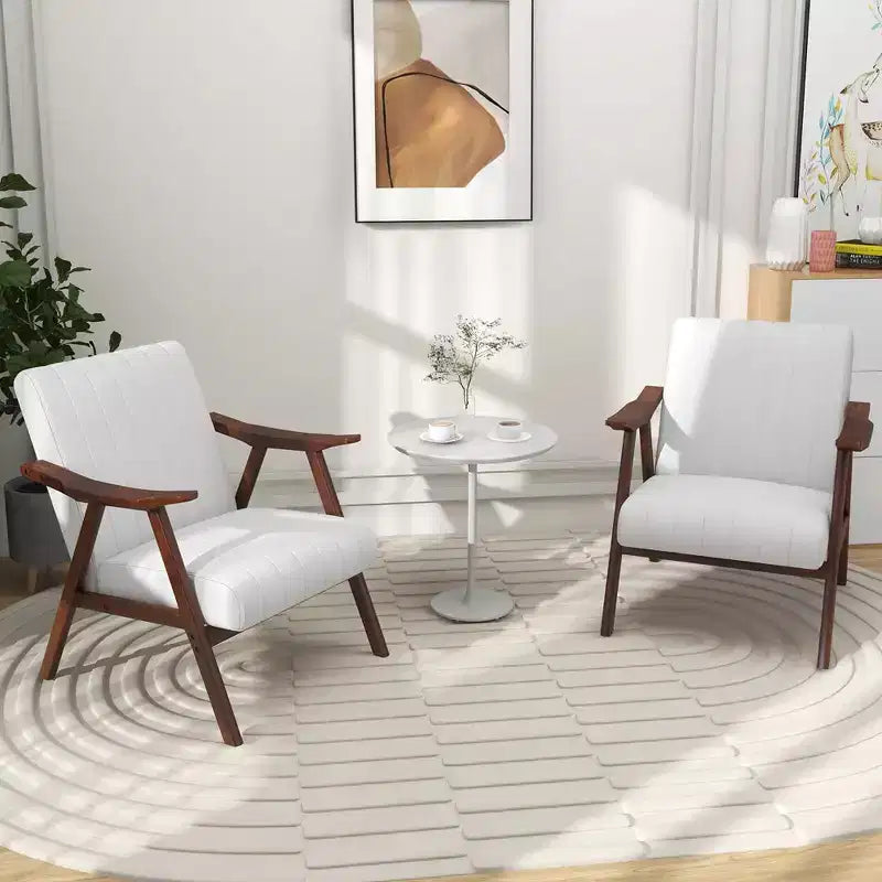 Costway Modern Accent Chair Leathaire Leisure Armchair w/ Rubber Wood Frame & Felt Pads