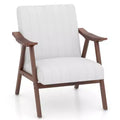 Costway Modern Accent Chair Leathaire Leisure Armchair w/ Rubber Wood Frame & Felt Pads
