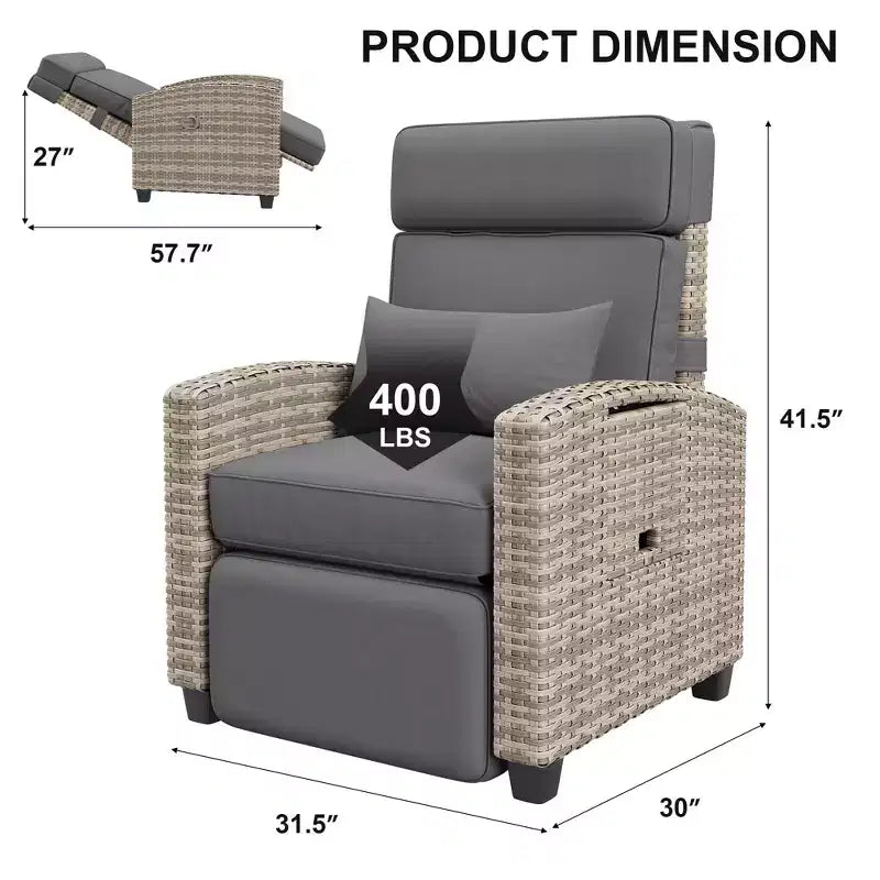 GustoWave Reclining Patio Chair with Independent Backrest & Footrest Adjustment, 150 Lockable Comfort, Easy Armrest Control, Outdoor Lounge