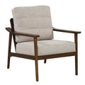 Costway Modern Accent Chair Upholstered Leisure Armchair w/ Rubber Wood Armrests & Legs