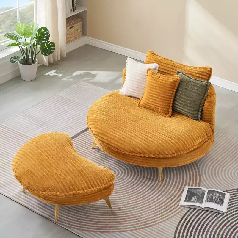 Fauteuil d'appoint moderne avec ottoman, canapé simple surdimensionné rembourré, fauteuil de salon profond avec repose-pieds pour chambre, salon, bureau