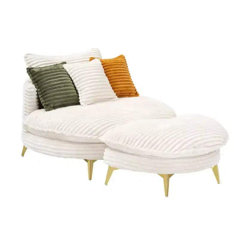 Fauteuil d'appoint moderne avec ottoman, canapé simple surdimensionné rembourré, fauteuil de salon profond avec repose-pieds pour chambre, salon, bureau
