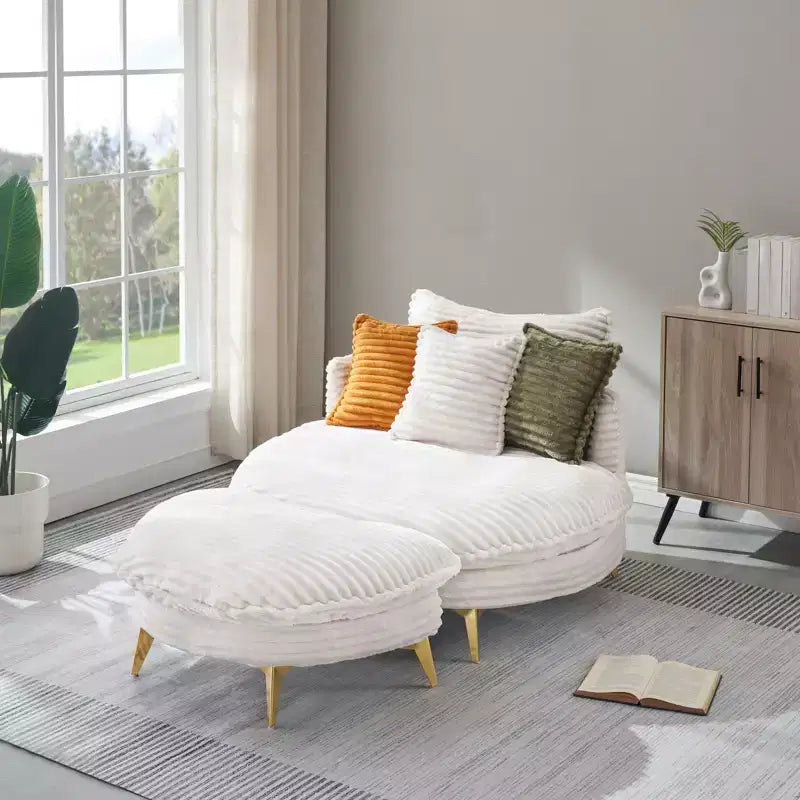 Fauteuil d'appoint moderne avec ottoman, canapé simple surdimensionné rembourré, fauteuil de salon profond avec repose-pieds pour chambre, salon, bureau