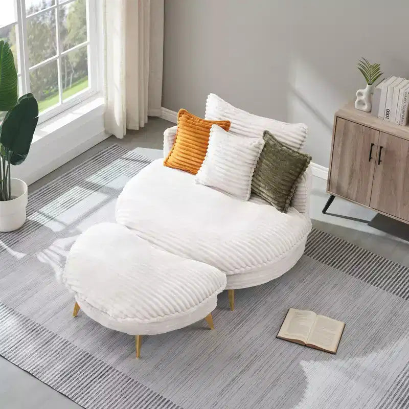 Modern Accent Chair with Ottoman, Upholstered Oversized Single Sofa Couch, Deep Seat Lounge Chair with Footrest for Bedroom Living Room Office
