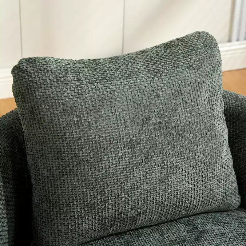 TUYOHW 30W Modern Round Swivel Barrel Accent Chair,Lounge Chair with Pillow,Chenille Upholstered Club Armchair for Living Room,Bedroom,Balcony