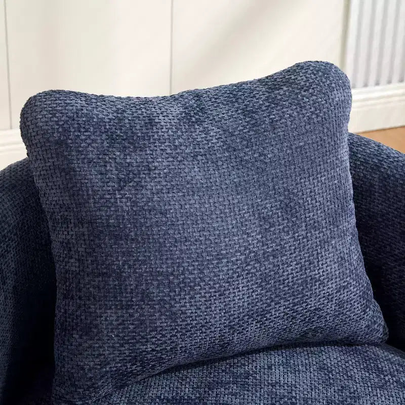TUYOHW 30W Modern Round Swivel Barrel Accent Chair,Lounge Chair with Pillow,Chenille Upholstered Club Armchair for Living Room,Bedroom,Balcony