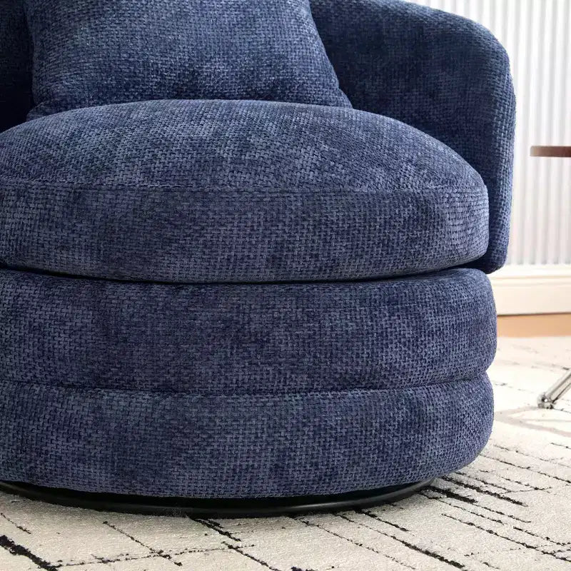 TUYOHW 30W Modern Round Swivel Barrel Accent Chair,Lounge Chair with Pillow,Chenille Upholstered Club Armchair for Living Room,Bedroom,Balcony