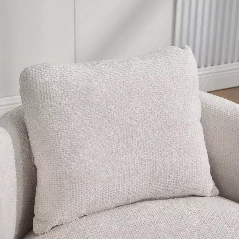 TUYOHW 30W Modern Round Swivel Barrel Accent Chair,Lounge Chair with Pillow,Chenille Upholstered Club Armchair for Living Room,Bedroom,Balcony
