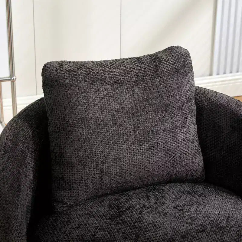 TUYOHW 30W Modern Round Swivel Barrel Accent Chair,Lounge Chair with Pillow,Chenille Upholstered Club Armchair for Living Room,Bedroom,Balcony