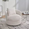 TUYOHW 30W Modern Round Swivel Barrel Accent Chair,Lounge Chair with Pillow,Chenille Upholstered Club Armchair for Living Room,Bedroom,Balcony