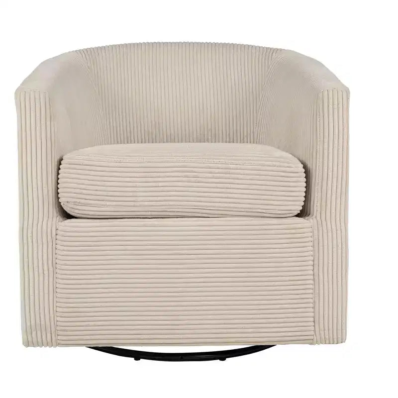 TUYOHW Upholstered Swivel Chair,Soft Accent Chair with Corduroy Upholstery,U-Shaped Backrest,Lounge Chair for Living Room,Bedroom,Small Spaces