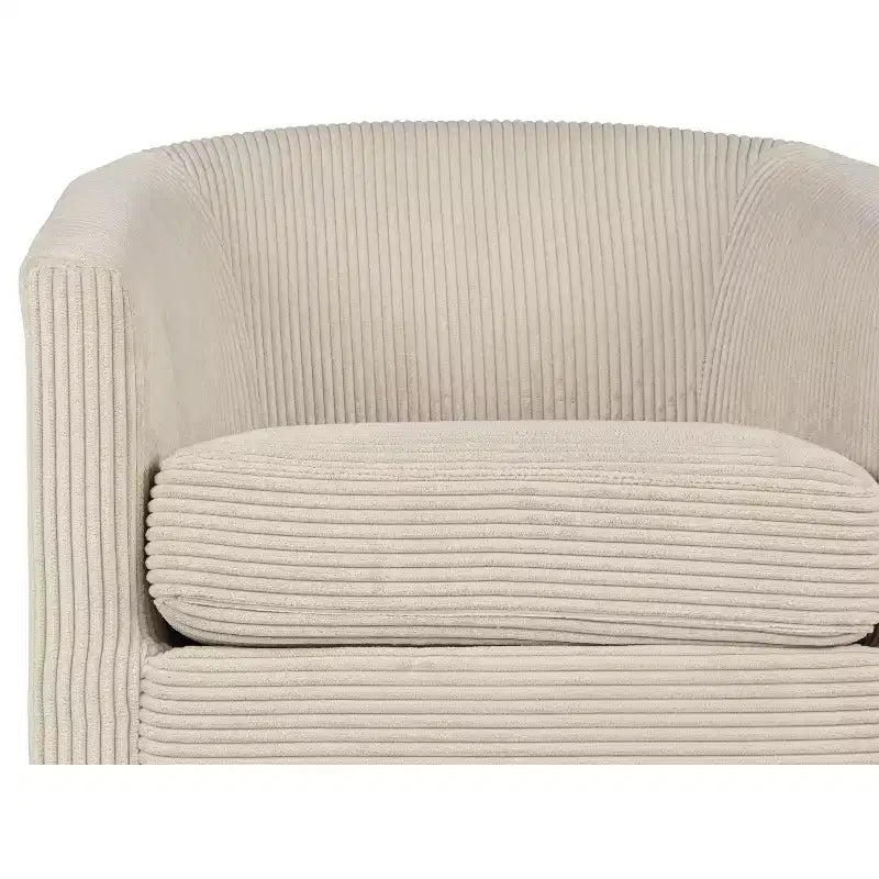 TUYOHW Upholstered Swivel Chair,Soft Accent Chair with Corduroy Upholstery,U-Shaped Backrest,Lounge Chair for Living Room,Bedroom,Small Spaces