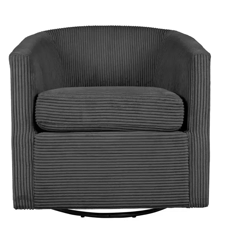 TUYOHW Upholstered Swivel Chair,Soft Accent Chair with Corduroy Upholstery,U-Shaped Backrest,Lounge Chair for Living Room,Bedroom,Small Spaces