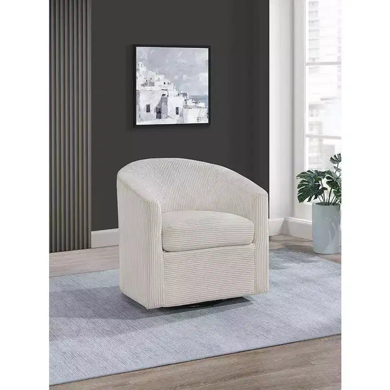 TUYOHW Upholstered Swivel Chair,Soft Accent Chair with Corduroy Upholstery,U-Shaped Backrest,Lounge Chair for Living Room,Bedroom,Small Spaces