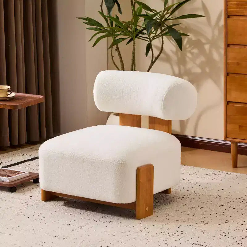 TUYOHW 27.25 Modern Accent Chair,Soft Upholstered Reading Chair with Rolled Backrest,Solid Wood Frame,Boucle Lounge Chair for Living Room,Office