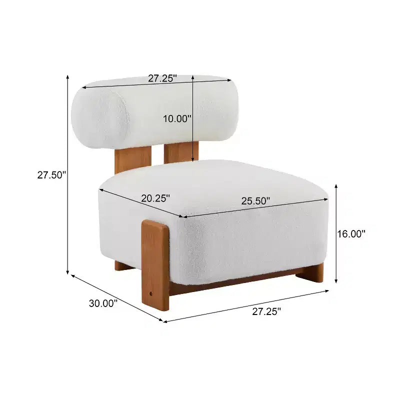 TUYOHW 27.25 Modern Accent Chair,Soft Upholstered Reading Chair with Rolled Backrest,Solid Wood Frame,Boucle Lounge Chair for Living Room,Office