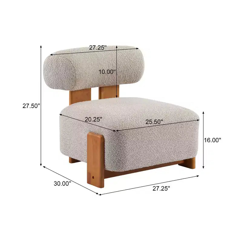 TUYOHW 27.25 Modern Accent Chair,Soft Upholstered Reading Chair with Rolled Backrest,Solid Wood Frame,Boucle Lounge Chair for Living Room,Office