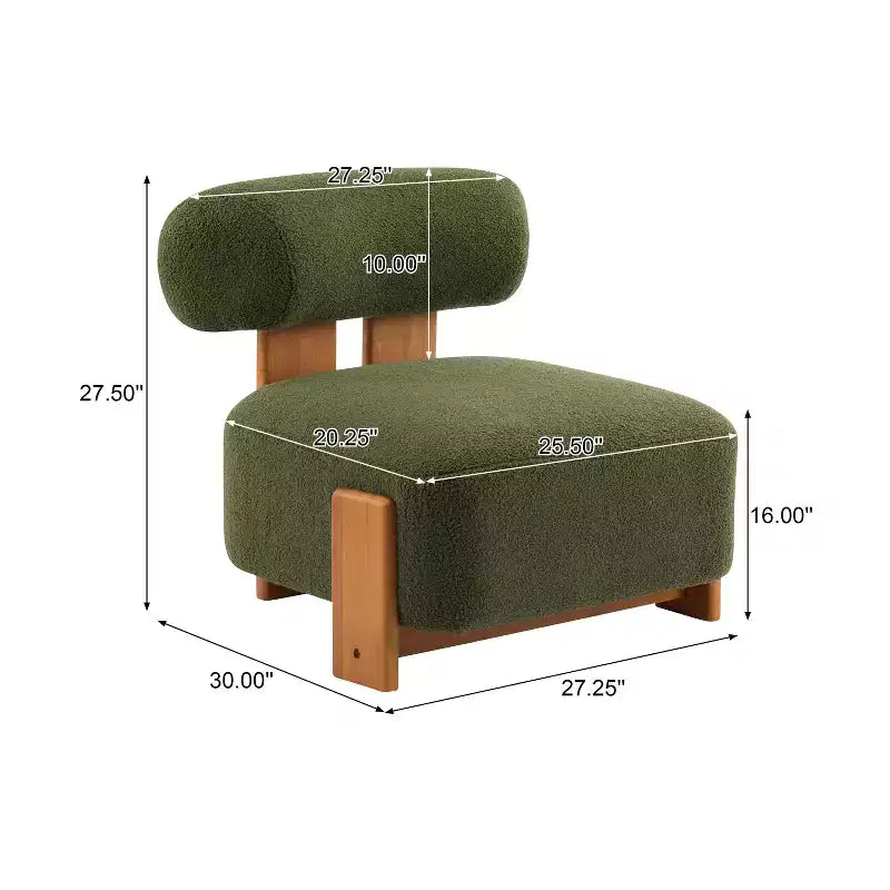 TUYOHW 27.25 Modern Accent Chair,Soft Upholstered Reading Chair with Rolled Backrest,Solid Wood Frame,Boucle Lounge Chair for Living Room,Office