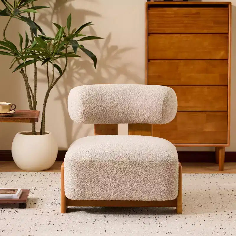 TUYOHW 27.25 Modern Accent Chair,Soft Upholstered Reading Chair with Rolled Backrest,Solid Wood Frame,Boucle Lounge Chair for Living Room,Office