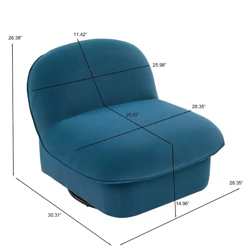 TUYOHW Swivel Accent Chair,Velvet Upholstered Armless Chairs with Rotating Metal Base,Wood Frame,Pumpkin-Shaped Lounge Chair for Living Room
