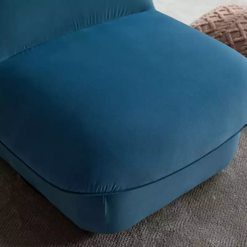 TUYOHW Swivel Accent Chair,Velvet Upholstered Armless Chairs with Rotating Metal Base,Wood Frame,Pumpkin-Shaped Lounge Chair for Living Room