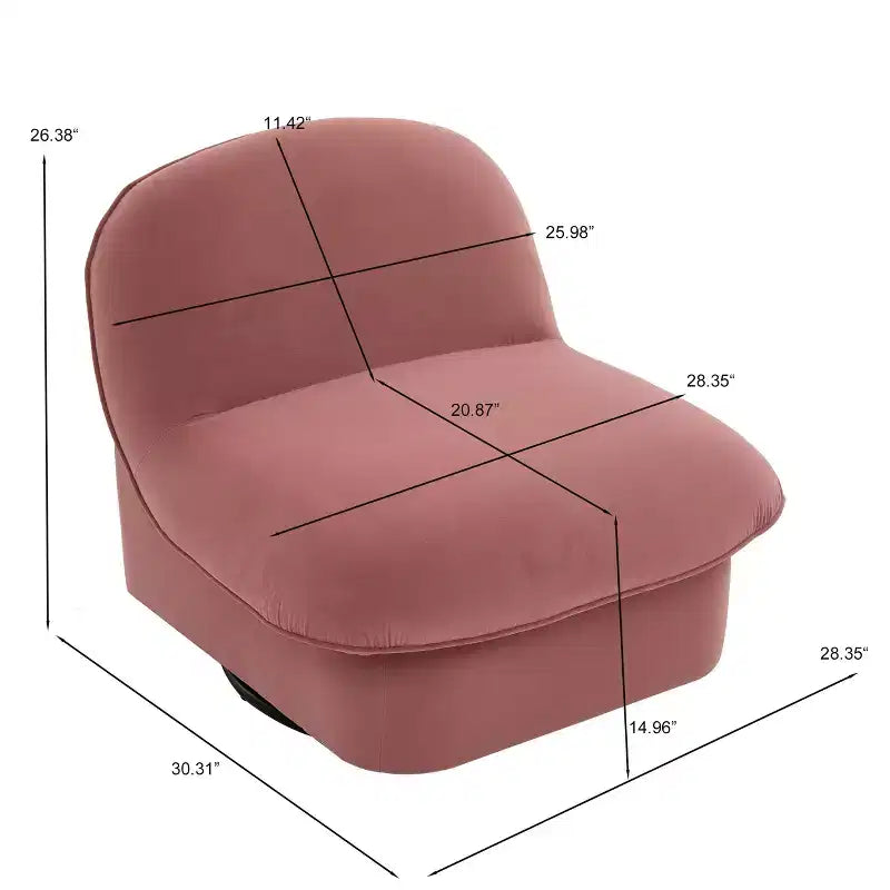 TUYOHW Swivel Accent Chair,Velvet Upholstered Armless Chairs with Rotating Metal Base,Wood Frame,Pumpkin-Shaped Lounge Chair for Living Room
