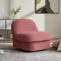 TUYOHW Swivel Accent Chair,Velvet Upholstered Armless Chairs with Rotating Metal Base,Wood Frame,Pumpkin-Shaped Lounge Chair for Living Room
