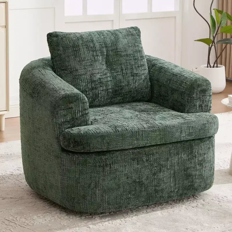 TUYOHW Lounge Chair,Swivel Barrel Sofa Chair with Dual-Layer Cushion,250lbs Capacity,36.6 Round Chenille Accent Chair for Living Room,Office