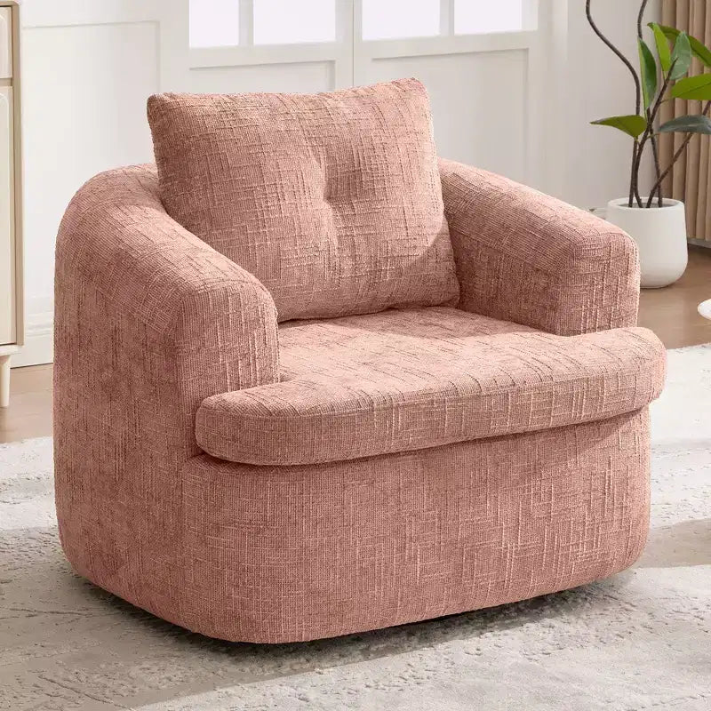 TUYOHW Lounge Chair,Swivel Barrel Sofa Chair with Dual-Layer Cushion,250lbs Capacity,36.6 Round Chenille Accent Chair for Living Room,Office