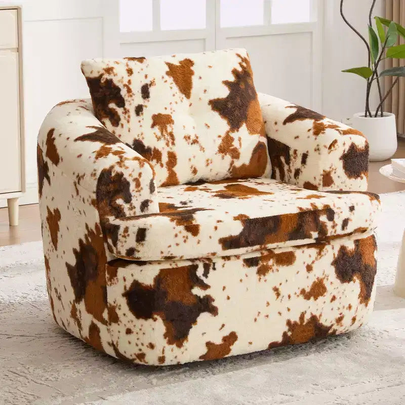 TUYOHW Lounge Chair,Swivel Barrel Sofa Chair with Dual-Layer Cushion,250lbs Capacity,36.6 Round Chenille Accent Chair for Living Room,Office