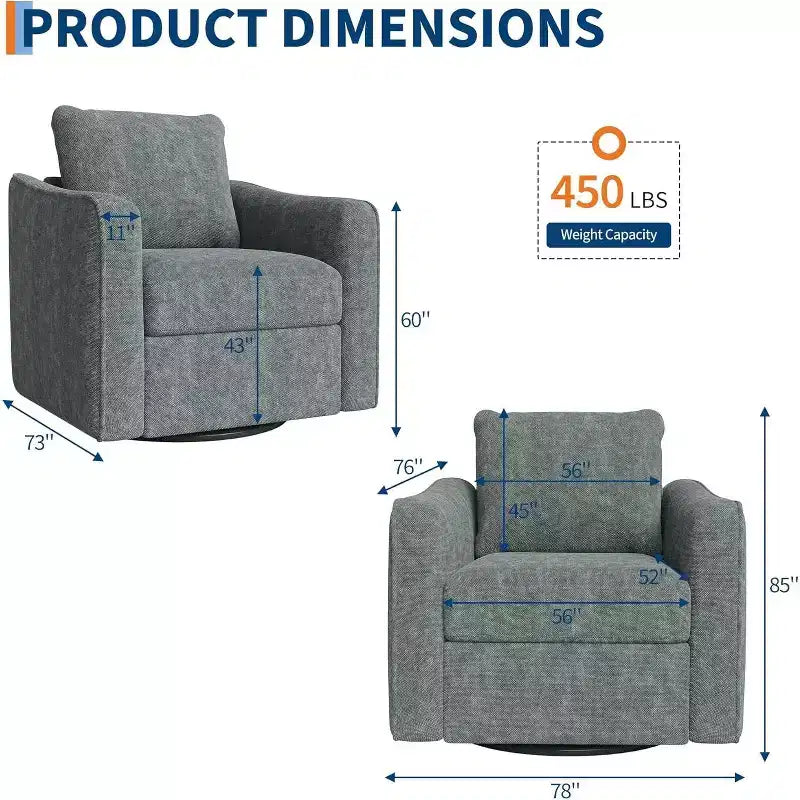 360 Swivel Single Accent Chair, Comfy Plush Sofa, Modern Linen Armchair with Ergonomic Backrest for Living Room, Bedroom, Office, Nursery, Green