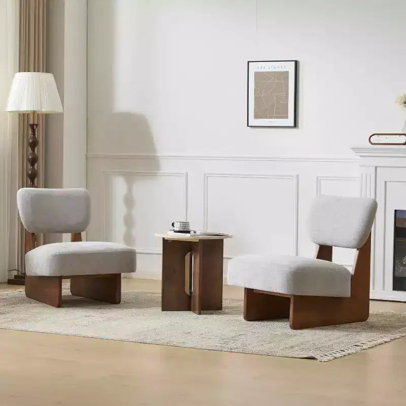 MAYEERTY Set of 2 Modern Lounge Chair, Polyester Upholstery Walnut Base, Living Room Office, Multi-Color