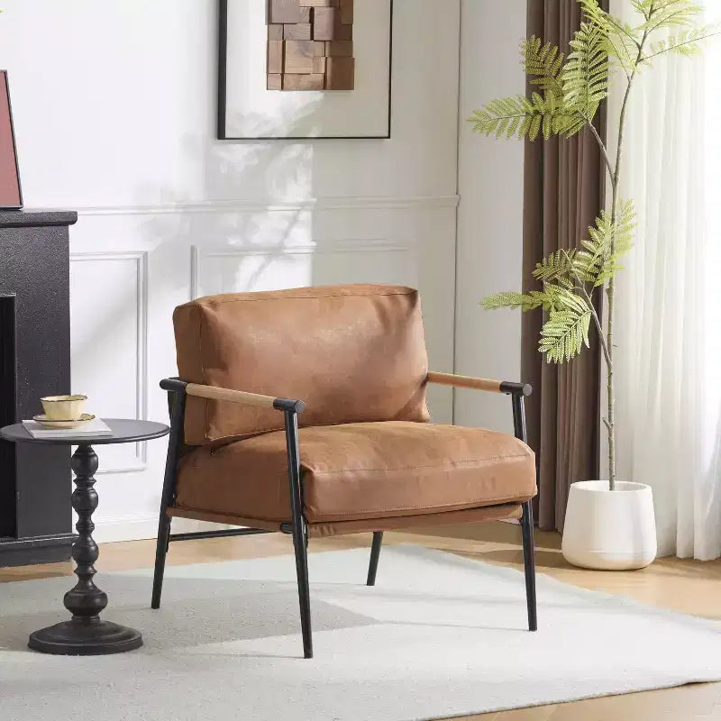 MAYEERTY 27.56 Modern Accent Chair, Plush Cushions Metal Frame, Living Room Office, Multi-Color